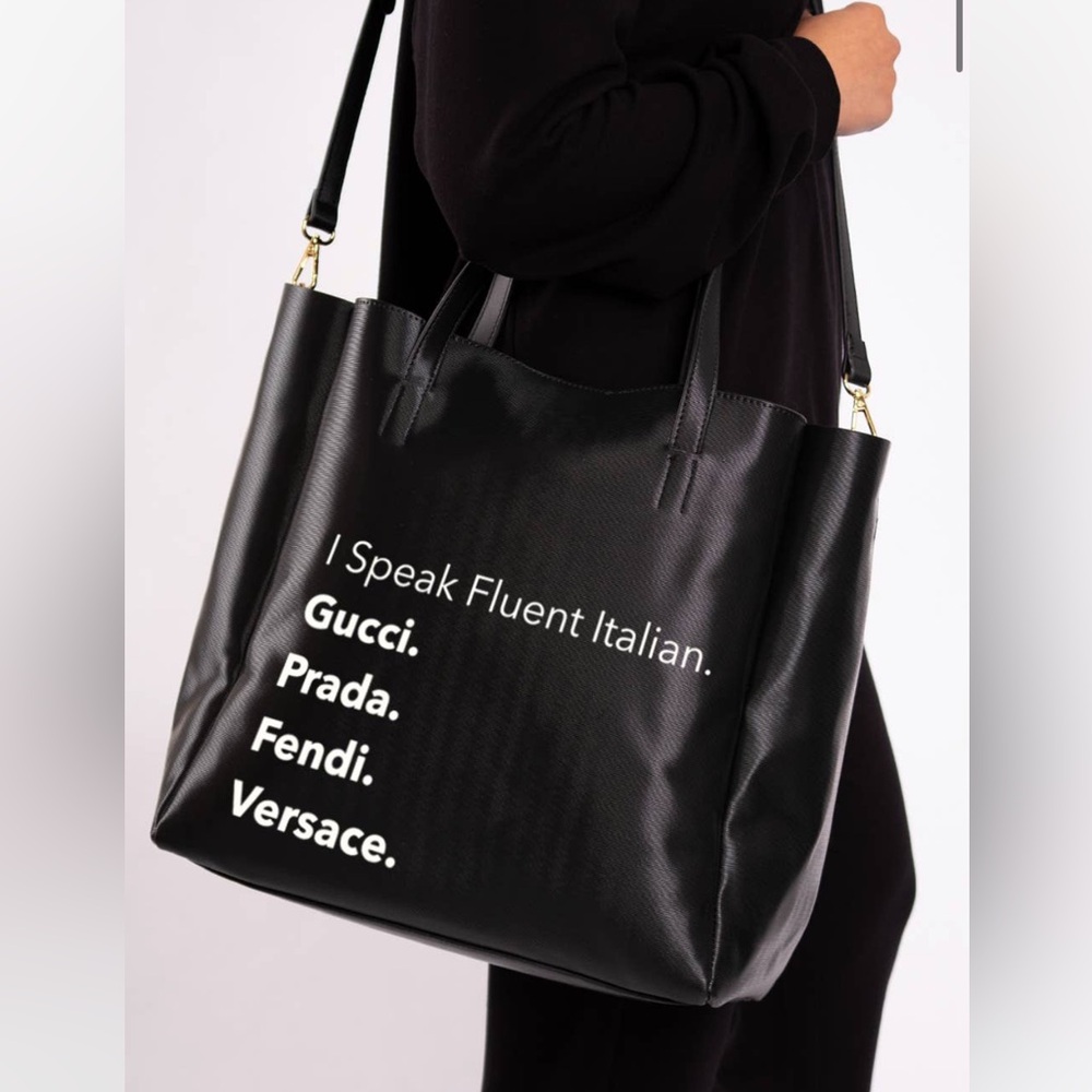 I speak fluent Italian large tote bag.